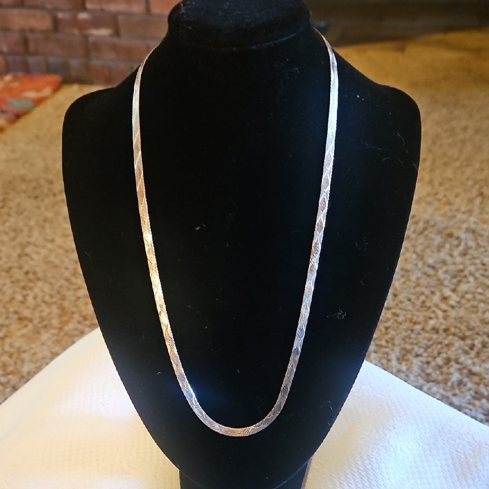 Made In Italy 925 Sterling Silver Herringbone Necklace